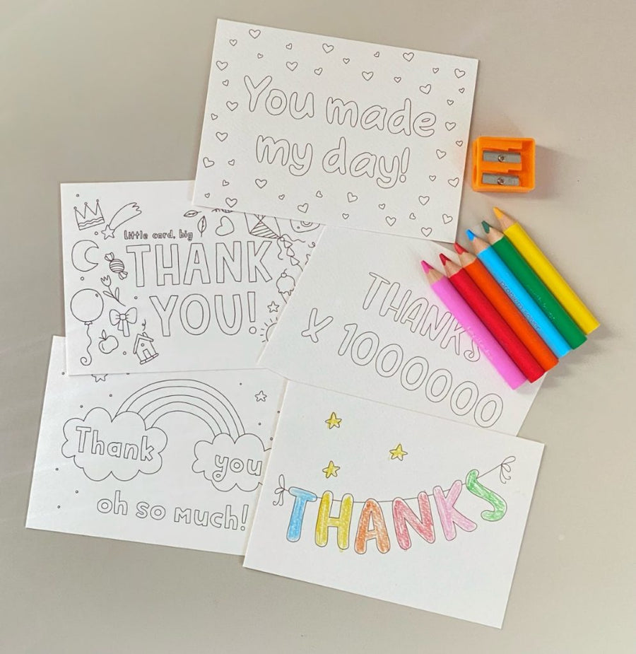 Thank You Colouring In Postcards